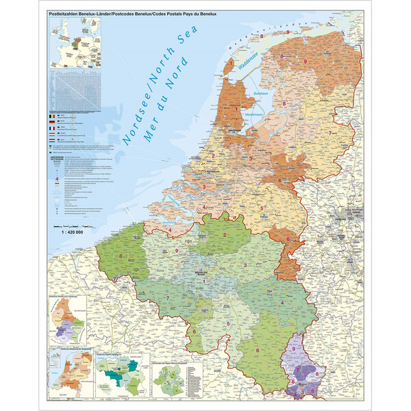 Stiefel Mapa regional Benelux mit Postleitzahlen (97x137)