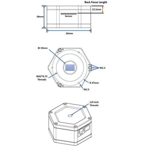 TS Optics Cámara TS178M USB3.0 Mono