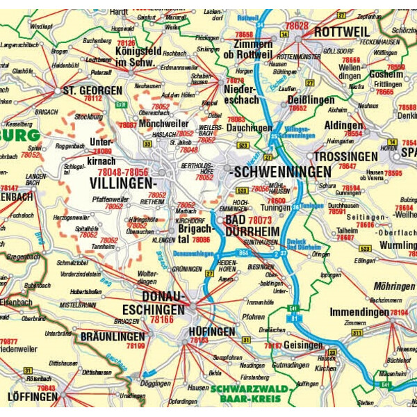 Kastanea Mapa regional Postleitzahlenkarte Baden-Württemberg (99 x 122 cm)