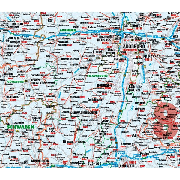 Kastanea Mapa regional Postleitzahlenkarte Bayern (110 x 112 cm)