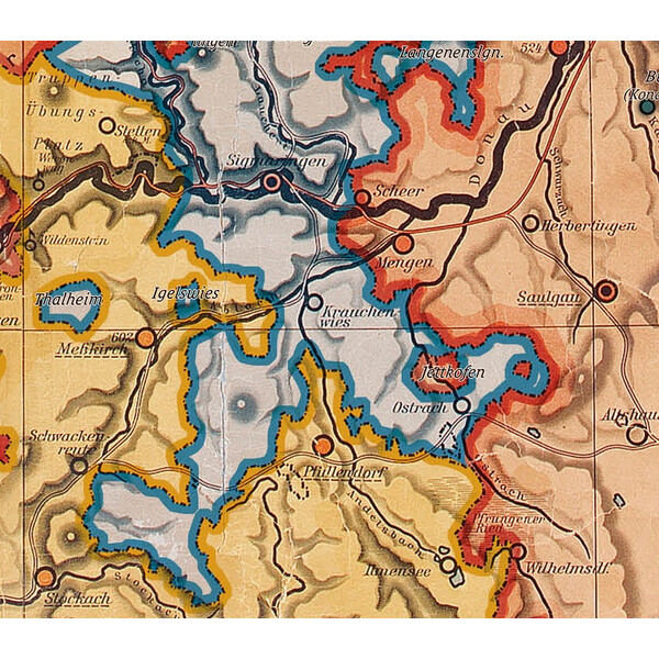 Kastanea Mapa regional Historische Baden-Württembergkarte von 1910 (85 x 96 cm)