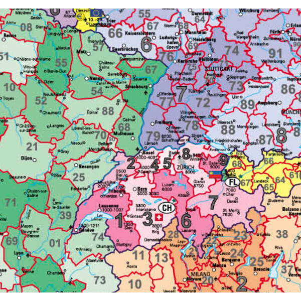 Stiefel Mapa continental Europa Código postal (97 x 119 cm)