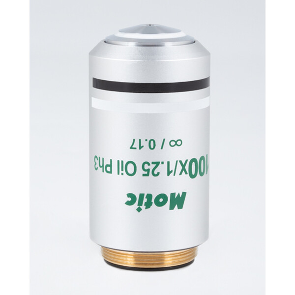 Motic Objetivo CCIS, UC PL Ph, 100X / 1.25, wd 0.16 mm, infinity, PL, Ph, oil, S