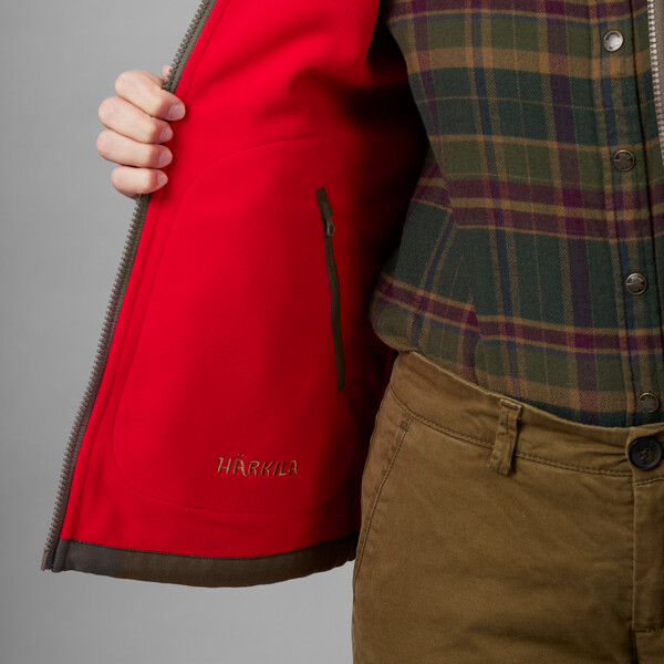 Härkila Chaqueta de forro polar Kamko para mujer, marrón/rojo, talla L