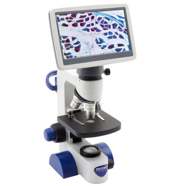 Optika Microscopio B-61V, pantalla, 7 pulgadas, DIN, acro, 40-400x, LED, 1W