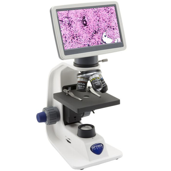 Optika Microscopio B-153V, digital, mono, DIN, HC, 40x-600x, X-LED 1W, 2 MP, 30fps, LCD