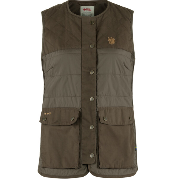 Fjällräven Chaleco acolchado Forest Wool W, 633 Dark Olive, XS