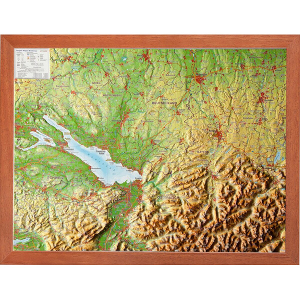 Georelief Algovia, lago Constanza, pequeño, mapa en relieve 3D