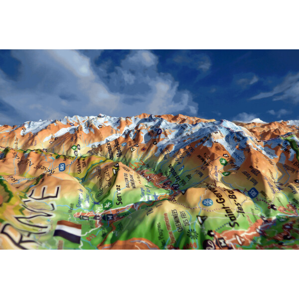 3Dmap Mapa regional Massif du Mont Blanc (41 cm x 61 cm)