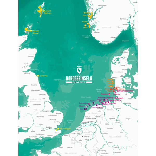 Marmota Maps Cuarteto de islas del Mar del Norte