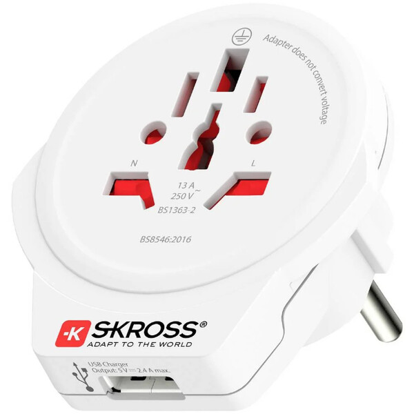 Skross Fuente energética Reiseadapter World to Europe USB 1.0