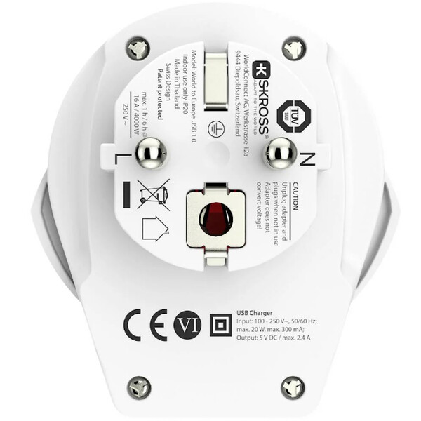 Skross Fuente energética Reiseadapter World to Europe USB 1.0