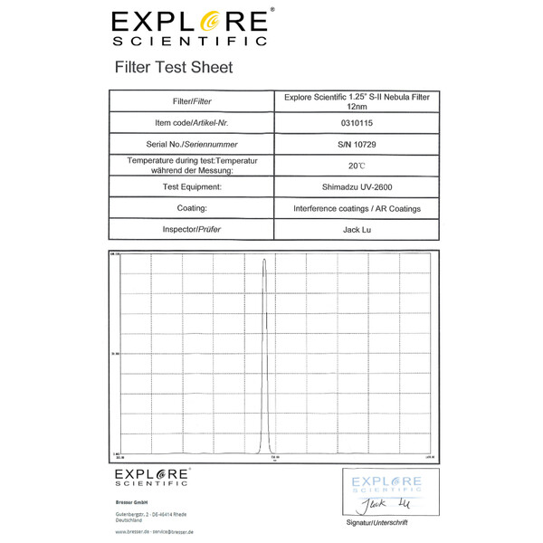 Explore Scientific Filtro SII 12nm 1,25"