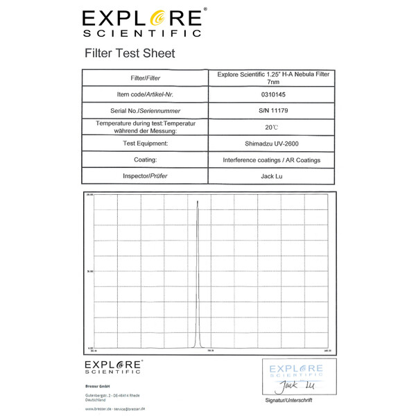 Explore Scientific Filtro H-alpha 7nm 1,25"