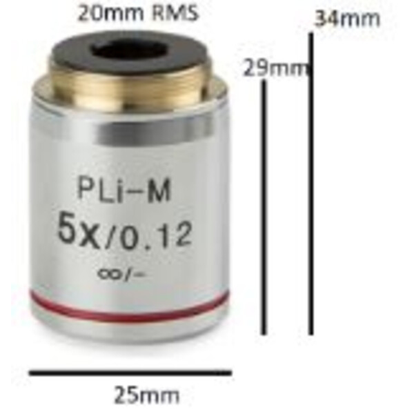 Euromex Objetivos IS.8105, Plan PL 5x/0.12, w.d. 15.5 mm, infinity, vidrio de cobertura -(bScope)