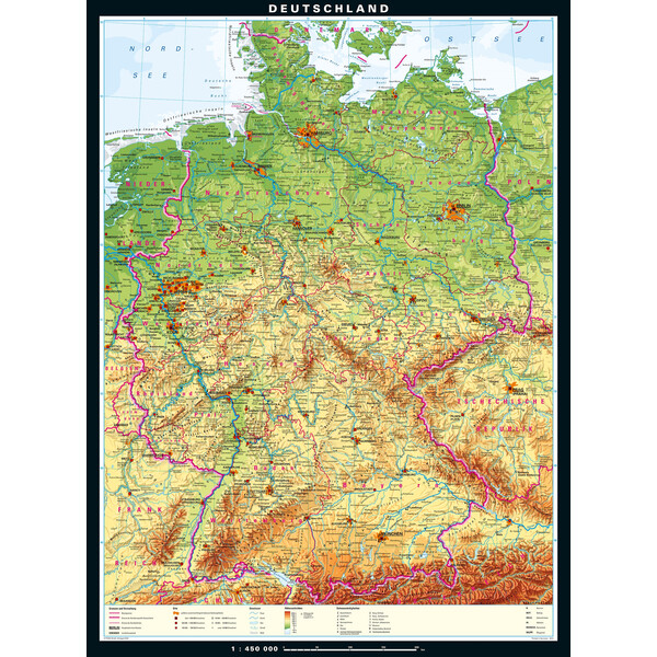 PONS Mapa Alemania físico (162 x 219 cm)