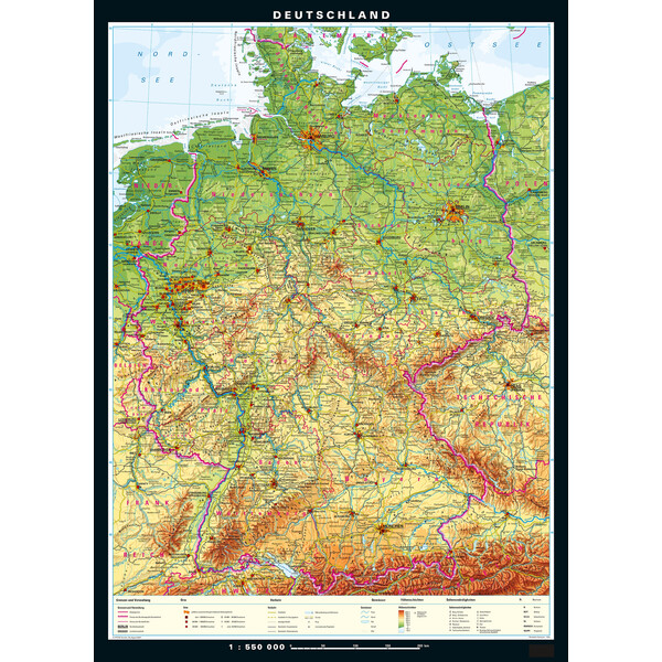 PONS Mapa Deutschland physisch und politisch (133 x 186 cm)