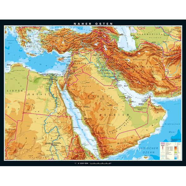 PONS Mapa regional Medio Oriente físico (203 x 158 cm)