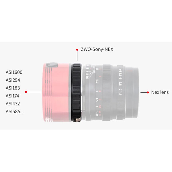 ZWO Adaptadores lentes DSLR ASI / Sony-NEX