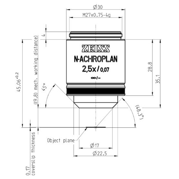 ZEISS Objetivos N-Achroplan 2,5x/0,07 M27