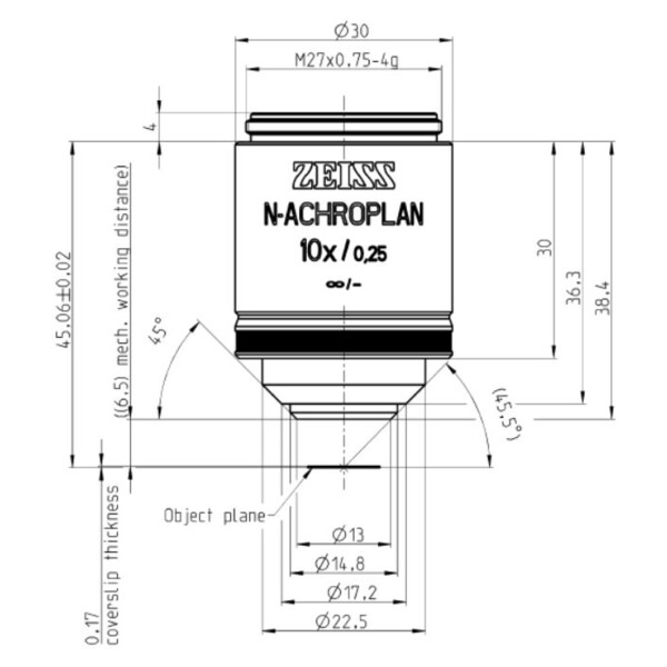 ZEISS Objetivo N-Achroplan 10x/0,25 M27