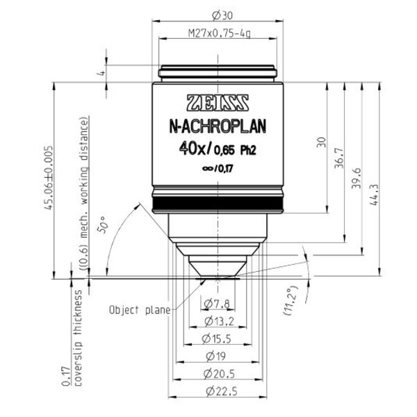 ZEISS Objetivo N-Achroplan 40x/0,65 Ph2 M27