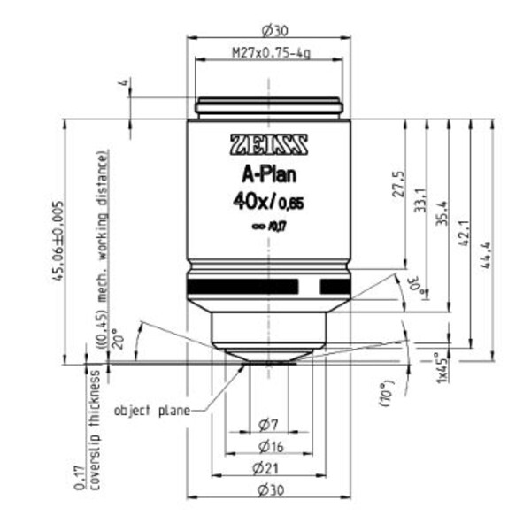 ZEISS Objetivo Plan A 40x/0,65 M27
