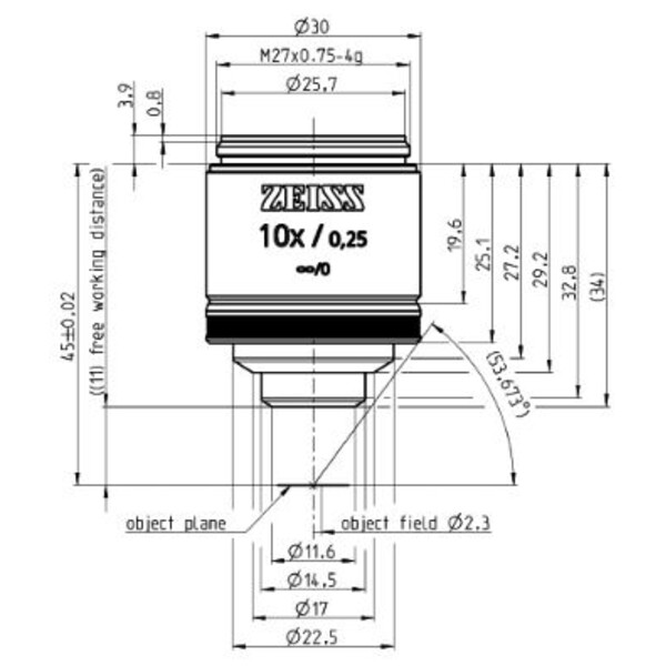 ZEISS Objetivo EC Epiplan 10x/0,25 M27