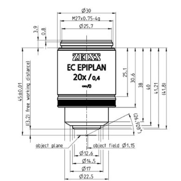ZEISS Objetivo EC Epiplan 20x/0,4 M27