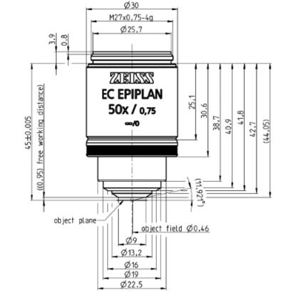 ZEISS Objetivo EC Epiplan 50x/0,75 M27