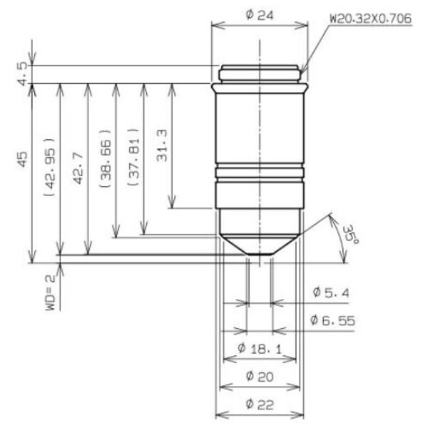 Evident Olympus objetivo Objektiv LUMPLFLN60XW/1.0, w.d.2 mm