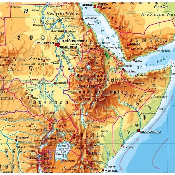 PONS Mapa continental África físico (157 x 206 cm)