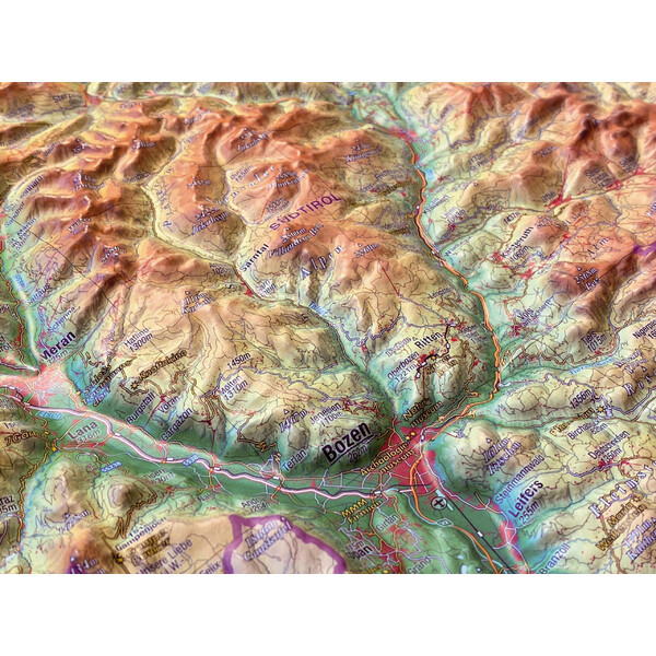 Georelief Mapa regional Tirol (78 x 58 cm) 3D Reliefkarte mit Holzrahmen