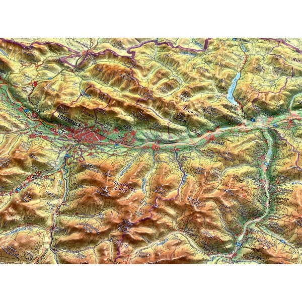 Georelief Mapa regional Tirol (77 x 57 cm) 3D Reliefkarte mit Alu-Rahmen