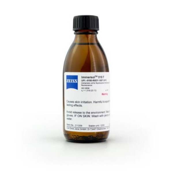 ZEISS Aceite de inmersión Immersol 518 F libre de fluorescencia, botella de 100 ml
