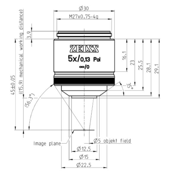 ZEISS objetivo EC Epiplan-Neofluar, POL,  5x/0,13; wd=15,8mm