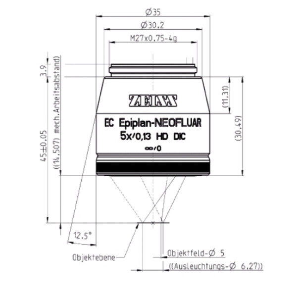 ZEISS objetivo EC Epiplan-Neofluar, HD, DIC, 5x/0,13 wd=14,5