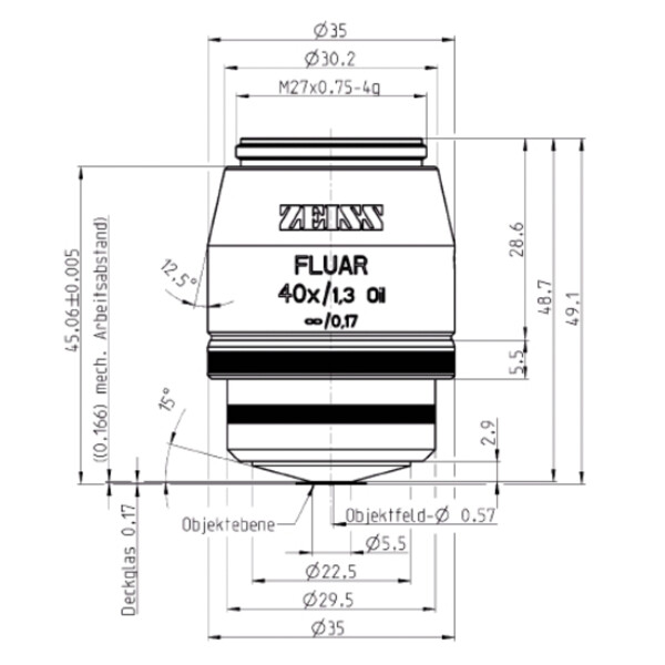 ZEISS objetivo Objektiv Fluar 40x/1,30 Oil incl., wd=0,16mm