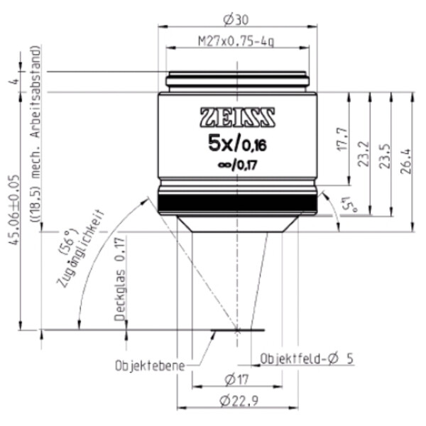 ZEISS Objetivo EC Plan-Neofluar, 5x/0,16 wd= 8,5 mm