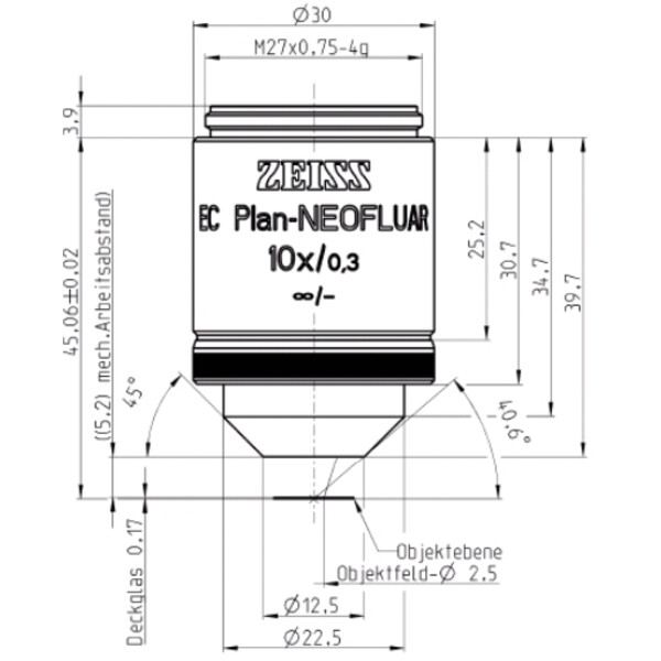 ZEISS Objetivo EC Plan-Neofluar, 10x/0,3 wd=5,2mm