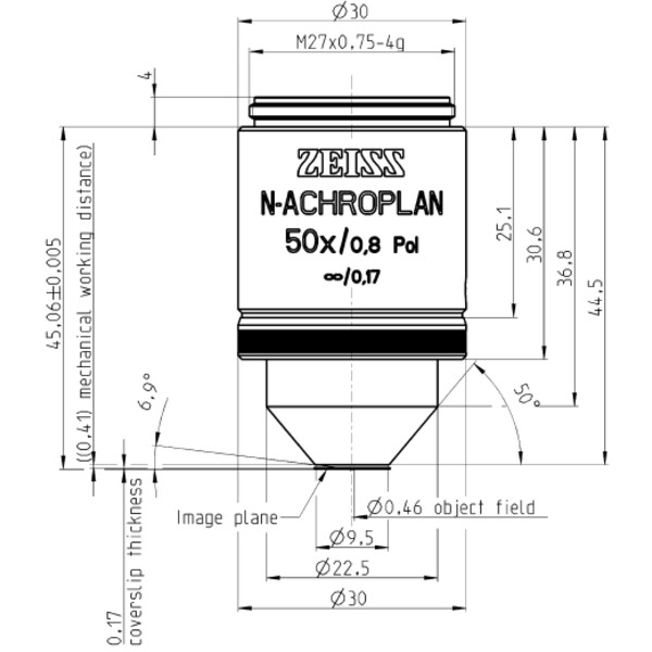 ZEISS Objetivos N-Achroplan 50x/0,8 Pol wd=0,41mm