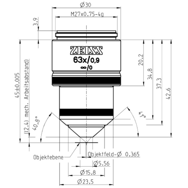 ZEISS Objetivo W N-Achroplan 63x/0,9 wd=2,4mm