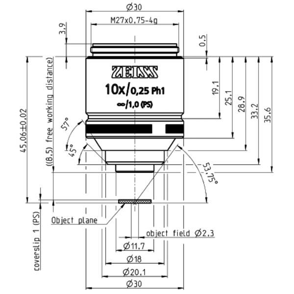 ZEISS Objetivos LD A-Plan 10x/0,25 Ph1 wd=8,5mm