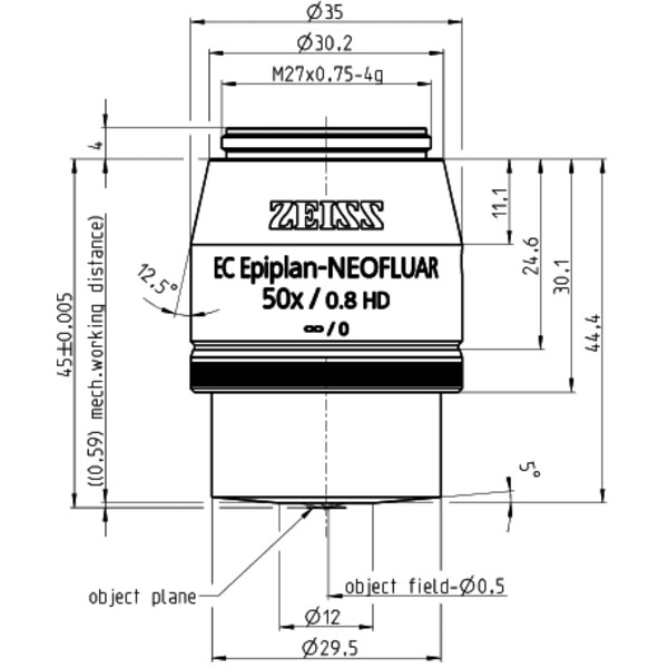 ZEISS objetivo Objektiv EC Epiplan-Neofluar 50x/0,8 HD wd=0,59mm