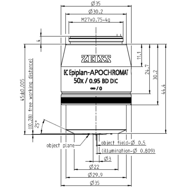 ZEISS objetivo Objektiv EC EpiPlan-Apochromat, 50x/0,95 HD DIC wd=0,28mm