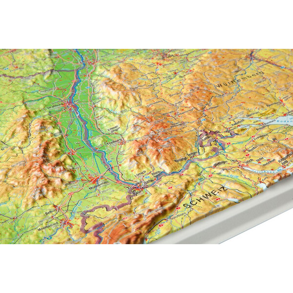 Georelief Alemania, grande, mapa en relieve 3D con marco de madera