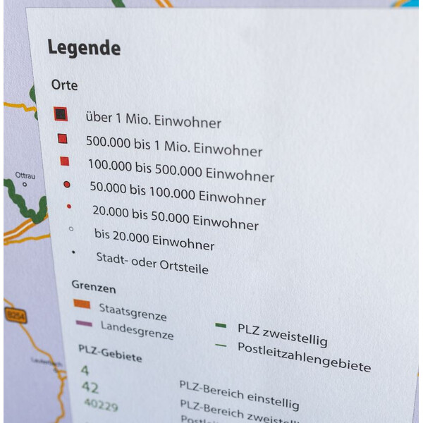 GeoMetro Mapa regional Nordrhein-Westfalen Postleitzahlen PLZ NRW (118 x 100 cm)