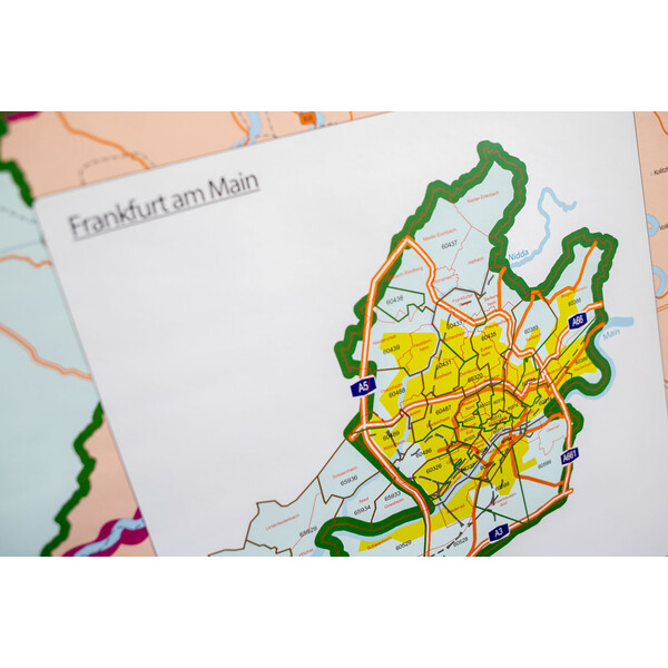 GeoMetro Mapa regional Hessen Postleitzahlen PLZ (100 x 140 cm)