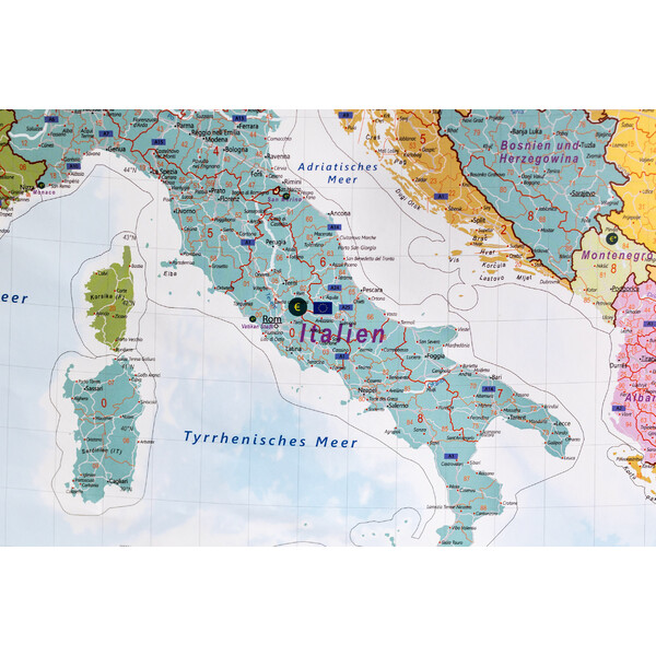 GeoMetro Mapa continental Europa Postleitzahlen (90 x 123 cm)