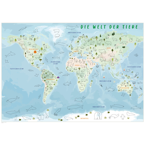 GeoMetro Mapas infantiles Die Welt der Tiere (84 x 60 cm)